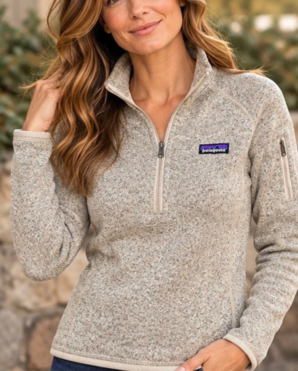 Patagonia Better Sweater 1/4 Zip Women’s Small Oatmeal Heather Beige Fleece EUC